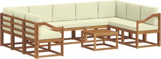 vidaXL Conjunto De Sof&aacute;s De Exterior 10 Uds. Natural Y Crema Vidaxl