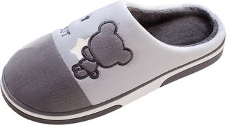 Generic Womens Household Indoor Warm Slippers for Fall and Winter with Models (Grey, 43)