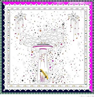 Vilagallo Ufo Silk Foulard Scarf In Multicolored