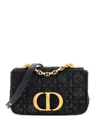 Dior Caro Bag Beaded Cannage Quilt Satin Small shoulder bag - women - Other - One Size - Black