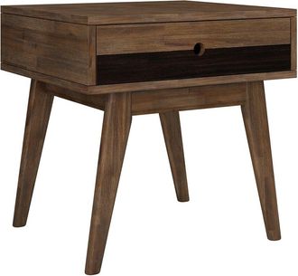 Simpli Home Clarkson Solid Acacia Wood 22In Rectangle Contemporary End Table