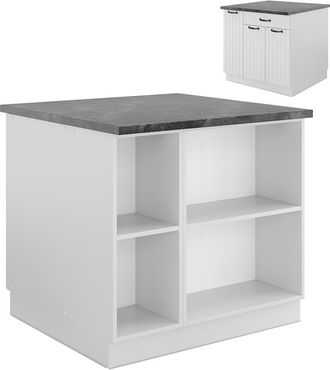 Vicco Isla De Cocina Fame-line, Casa De Campo Blanca/blanca, 90 Cm Con Caj&oacute;n, Sin Encimera Vicco