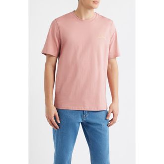 Les Deux Wild Flower Embroidered Organic Cotton T-Shirt in Ash Rose Pink at Nordstrom, Size Xx-Large