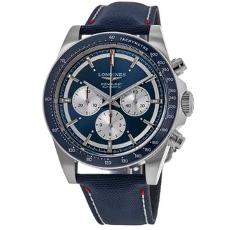Longines Conquest Automatic Chronograph Marco Odermatt Blue Dial Fabric Strap Mens Watch L3.835.4.91.2