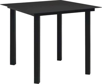 vidaXL Garden Dining Table Black 31.5x31.5x29.1 Steel and Glass, 312161