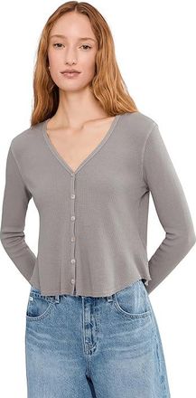 Mod-o-doc Long Sleeve Slim Cardigan Womens Clothing Silver Frost : LG (US 12-14), Cotton/Modal