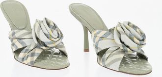 Burberry Tartan Fabric Sandals With Front Flower 10cm Burberry