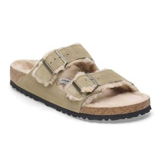 Birkenstock Women Arizona Shearling Sandal In Taupe