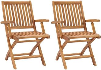 vidaXL Vidaxl - Folding Garden Chairs 2 pcs Solid Teak Wood