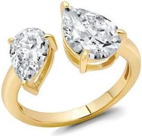 Crislu Toi et Moi Pear Open Ring in 18Kyg/Clear Stone at Nordstrom, Size 7