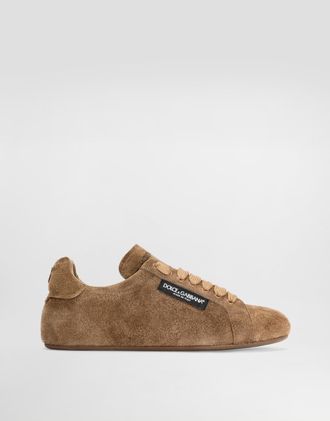 Dolce & Gabbana Split Leather Portofino Soft - Man Sneakers Brown 41.5