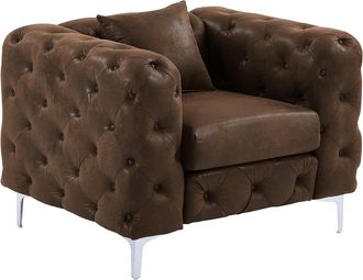 Vente-Unique Sill&oacute;n chesterfield de microfibra con acabado de piel envejecida EDWINA