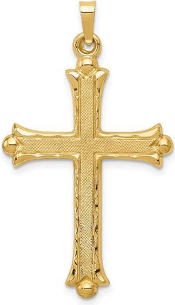 Diamond2Deal 14k Yellow Gold Hollow Fleur De Lis Cross Pendant