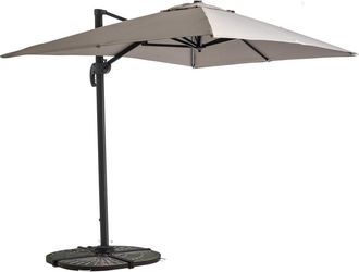 Oviala Parasol voladizo de 2x3 m y 4 placas de aluminio, gris topo