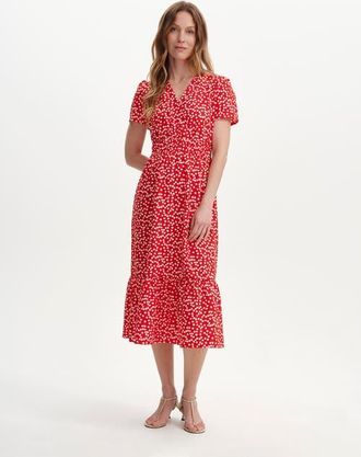 Finery Petite Deena Wrap Midi Dress in Red Cherry Spot at Nordstrom, Size 12