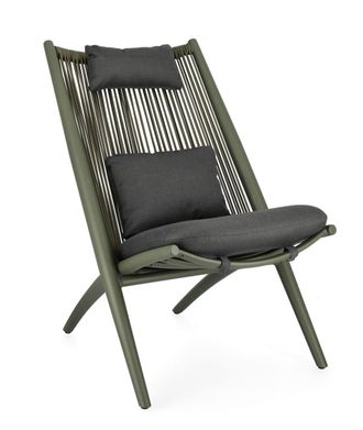 Outdoor Living Sill&oacute;n de aluminio con tejido de cord&oacute;n de poli&eacute;ster verde