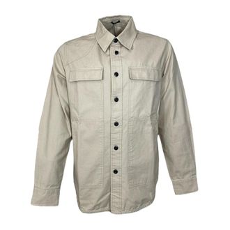 Denham Gestructureerde Beige Overshirt Jas - Heren - Casual Overhemden - Beige - S - Katoen - Overhemden