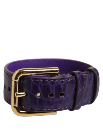 Dolce & Gabbana Croc-Embossed Calf Leather Belt - Purple