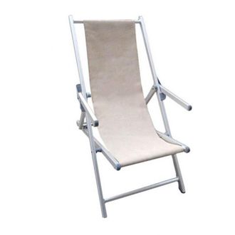 COSMA Sedia sdraio da spiaggia lido in alluminio e textilene con braccioli regolabile in 3 posizioni Ketch - White