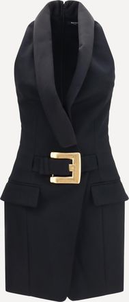 Balmain Abito grain de poudre con cintura Woman 36
