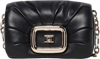 Roger Vivier Elegante Zwarte Ketting Clutch Tas - Dames - Schoudertassen - Zwart - ONE Size - Leer - Tassen