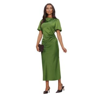 Modstr&ouml;m Tailormd SS Jurk - Dames - Maxi kleedjes - Groen - S - Leer - Kleedjes