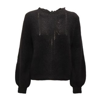 Emma & Gaia Q7592 Maglione Mohair Blend Sweater - Dames - Ronde hals truien - Zwart - 2XS - Truien & Vesten