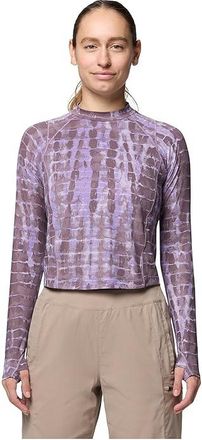Mountain Hardwear Crater Laketm Long Sleeve Crop Womens Clothing Purple Sage Prismatic Print : XS, Polyester/Elastane