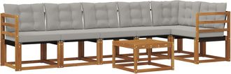 vidaXL Conjunto De Sof&aacute;s De Exterior 7 Uds. Gris Natural Y Claro Vidaxl