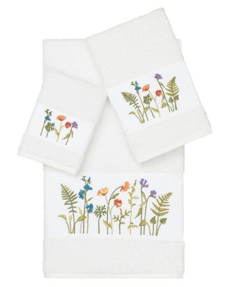 Linum Home Textiles Turkish Cotton Serenity 3Pc Embellished Towel Set