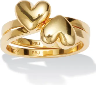 Palm Beach Jewelry 14k Yellow Gold-plated Double Heart Ring