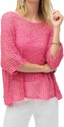 Joseph Ribkoff Sweater Open Knit 2-Piece Top In Bubble Gum