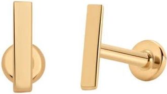 Made by Mary 14k Bar Stud Earring in 14K Solid Gold - Pair at Nordstrom