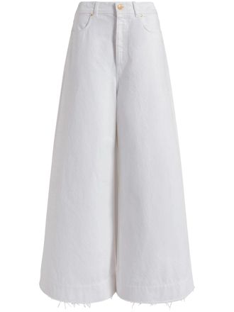 Alberta Ferretti White Wide-Leg Trousers with High Waist