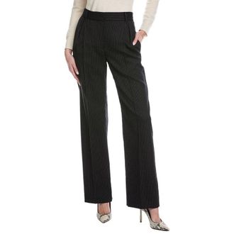 Brunello Cucinelli Womens Blue Wool Pinstripe Trousers, Size 46