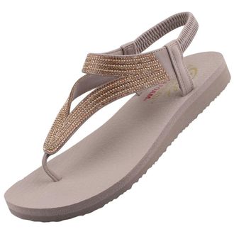 Skechers Meditation Vibrant Glow Womens Toe Separator Sandals, taupe, 8 UK