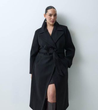 Forever New cappotto strutturato con cintura effetto lana nero