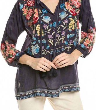 Johnny Was Brucie Zadonia Blouse In Graphite