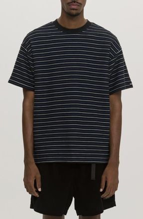 Maui and Sons Texture Stripe T-Shirt in Black/Blue at Nordstrom, Size Small
