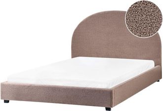 Beliani Beliani - Cama Con Somier Minimalista De Boucl&eacute; 140 X 200 Cm Gris Pardo Vaucluse