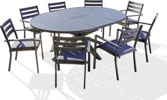 DCB Garden Conjunto de comedor 8 pl aluminio con extensión mariposa