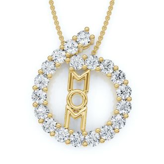 Pompeii3 Diamond Circle Mom Pendant Gold Necklace Lab Grown 18