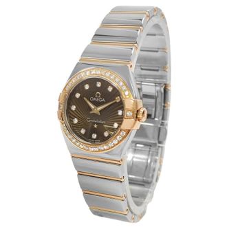 Omega Pre-owned Omega Constellation Quartz Diamond Brown Dial Ladies Watch 123.25.24.60.63.002