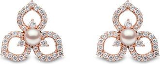 Yoko London 18kt rose gold Petal Akoya pearl and diamond earrings - women - 18kt Rose Gold - OS - Pink