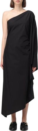Karl Lagerfeld Midi Dresses, female, Black, S, OneShoulder Asymmetrical Midi Dress