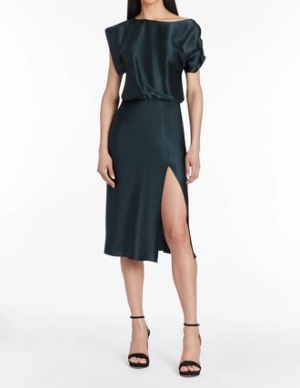 Amanda Uprichard Elroy Silk Midi Dress In Forest Green