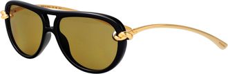 Bottega Veneta Womens Sunglasses Black-Gold-Yellow Metal Black/gold/yellow