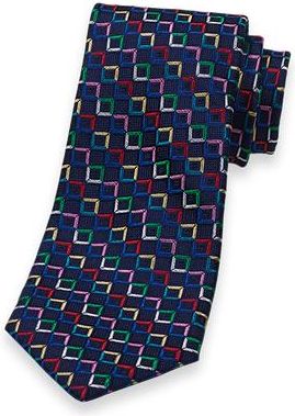 Paul Fredrick Patterned Woven Silk Tie in Navy Multi at Nordstrom
