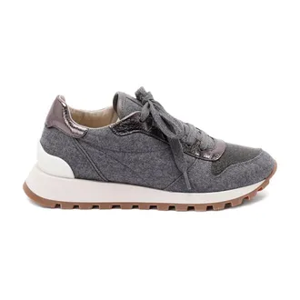 Brunello Cucinelli Brunello Cucinelli, Sneakers, female, Gray, Size: 11 US Wool Blend Runner Sneakers