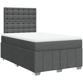vidaXL Vidaxl - Cama Box Spring Con Colch&oacute;n Tela Gris Oscuro 120x200 Cm